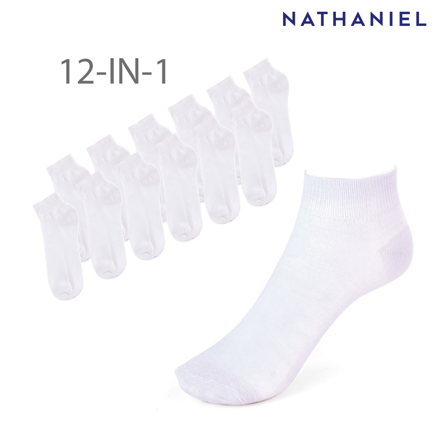 Eustace Men's White 12-in-1 Ankle Formal Socks - Nathaniel