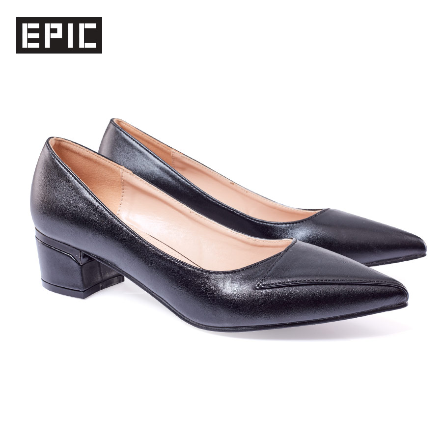Yesha Ladies' Black Slip-ons Shoes With Heels - Epic