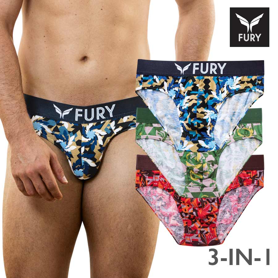 Sonnyboy Men's Multicolor 3-in-1 Printed Bikini Brief - Fury
