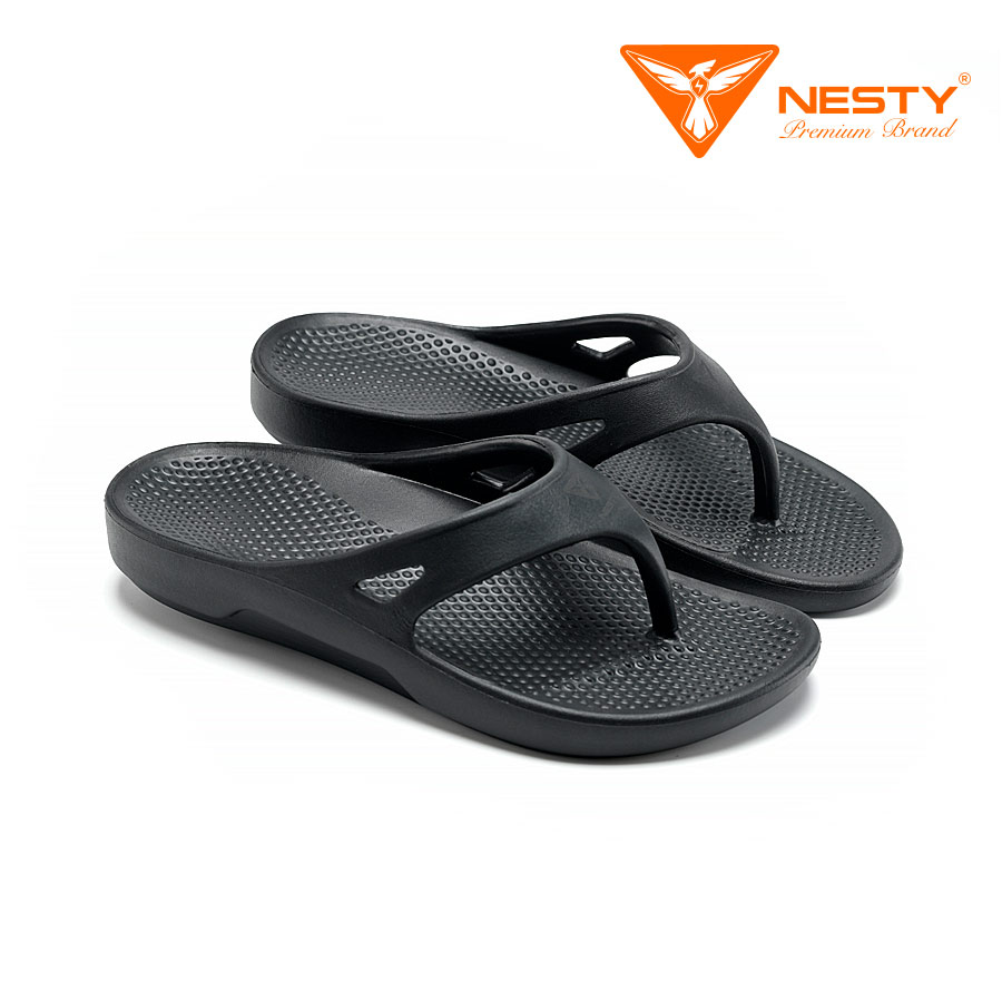 Unisex Black Slip-on Tong Slippers - Nesty