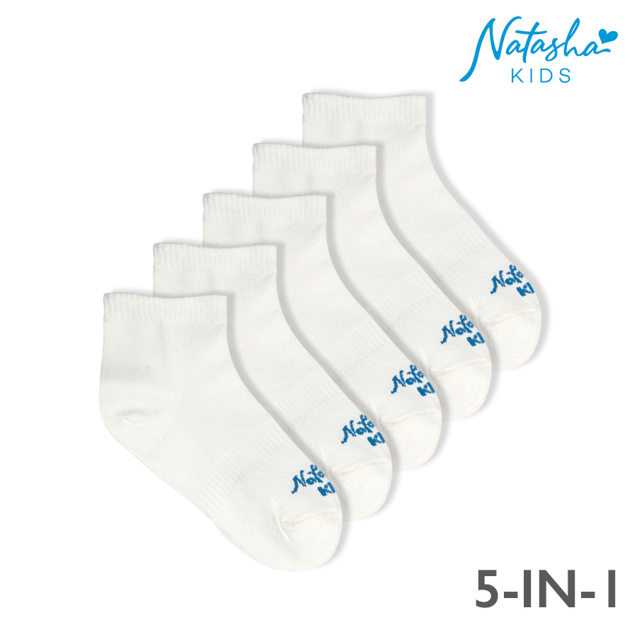 Felizenia Girl's White 5-in-1 Mid Ankle Socks - Natasha Kids