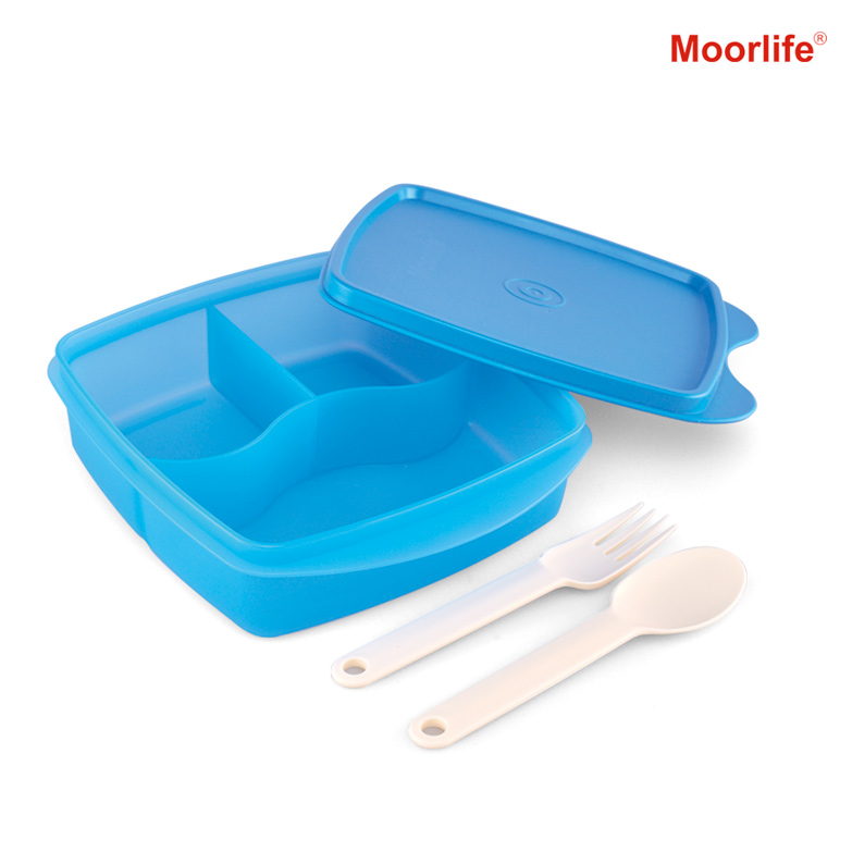 Luna Familia Lt Blue Square W/cutlery Set - Moorlife
