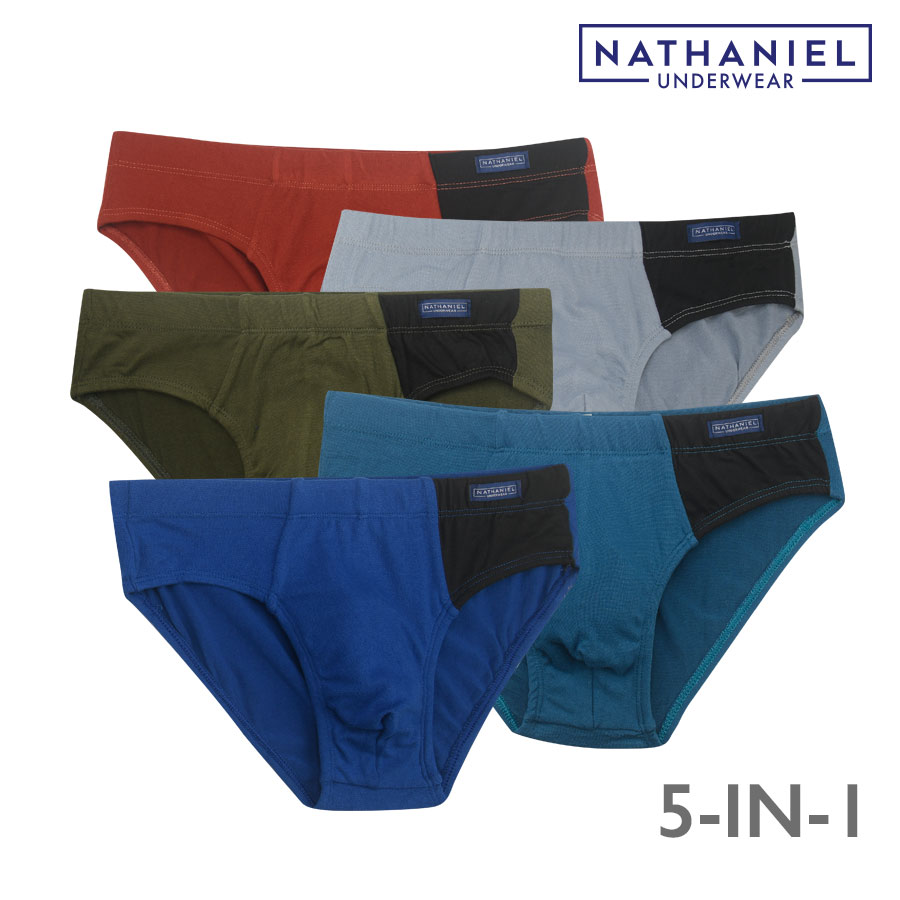 Te160 Men's Multicolor 5-in-1 Plain Bikini Brief - Nathaniel