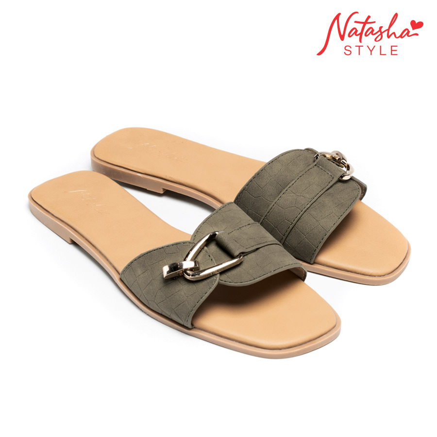 Ashby Ladies' Olive Green Casual Slip-on Flat
Slides - Natasha Style