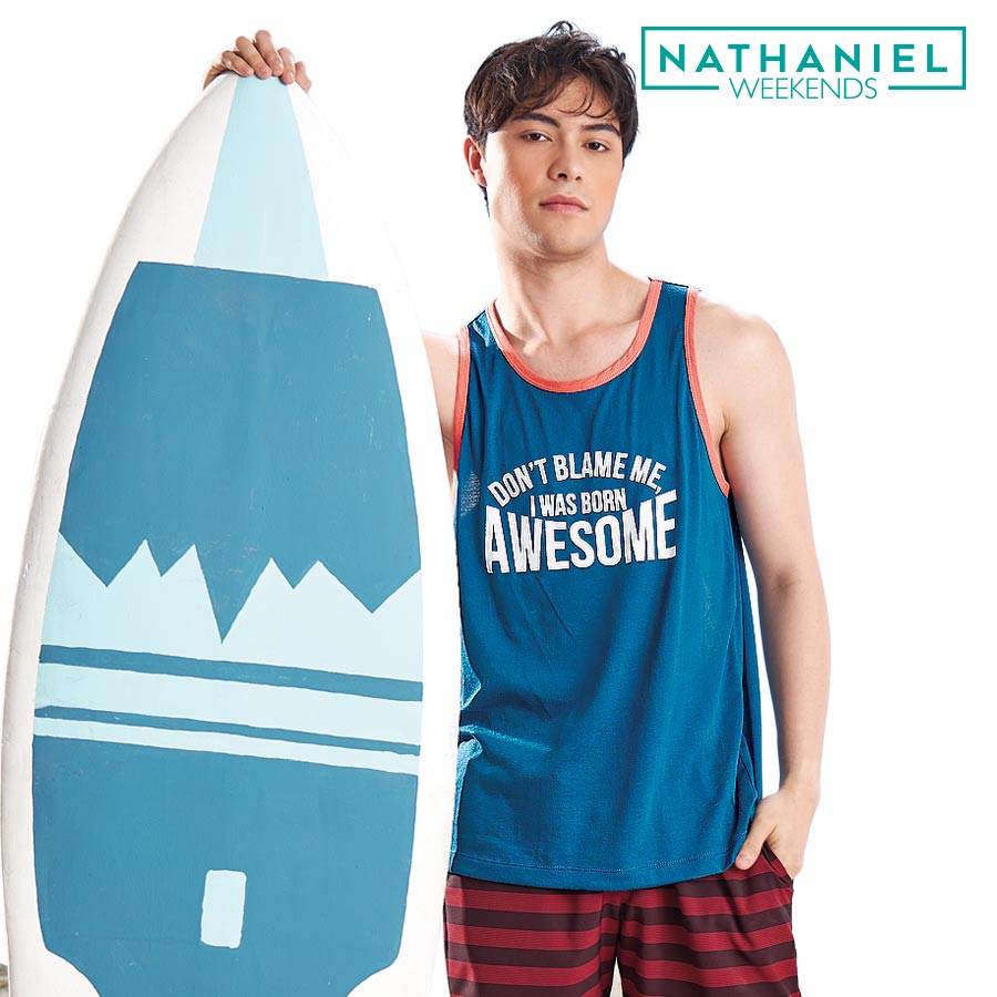 Hampus Men's Blue Statement Sando Tees - Natasha Weekends