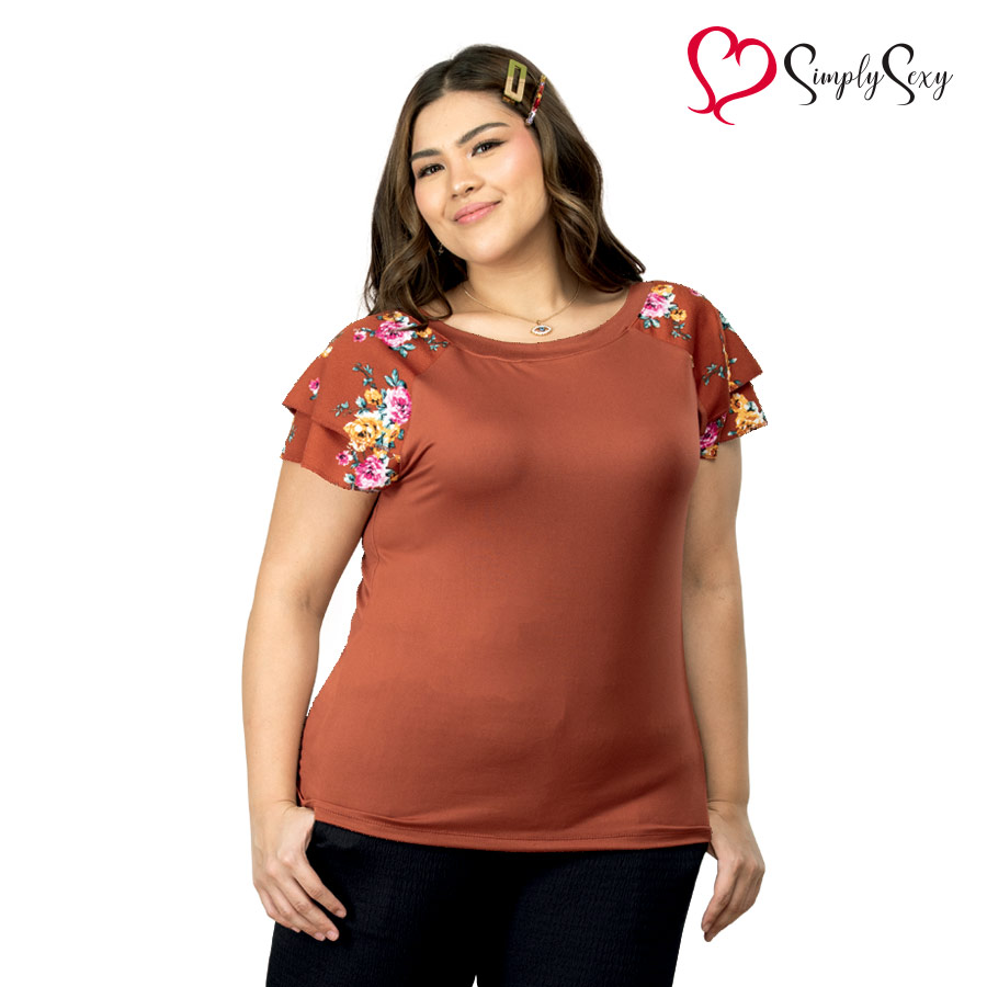 Eugema Ladies Floral Combi Blouse - Simply Sexy