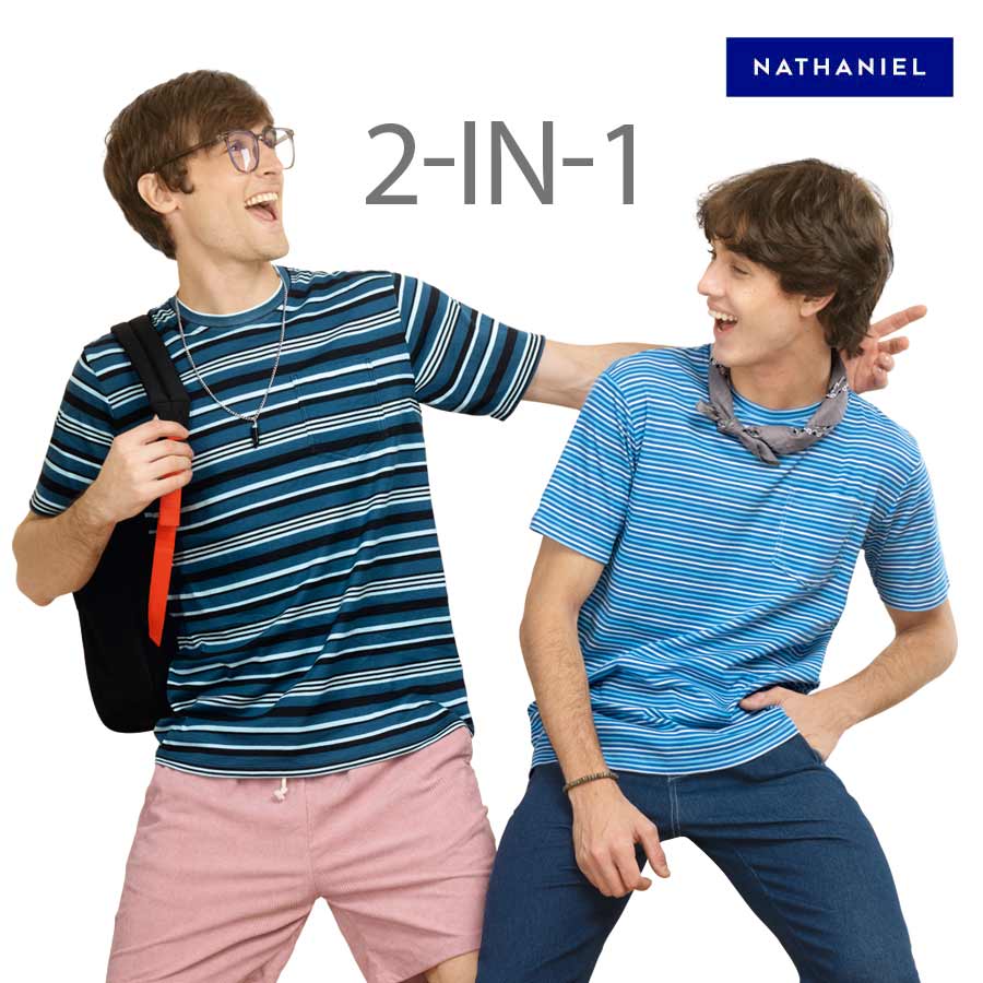 Atomu Men's Blue 2-in-1 Roundneck Shirt - Nathaniel