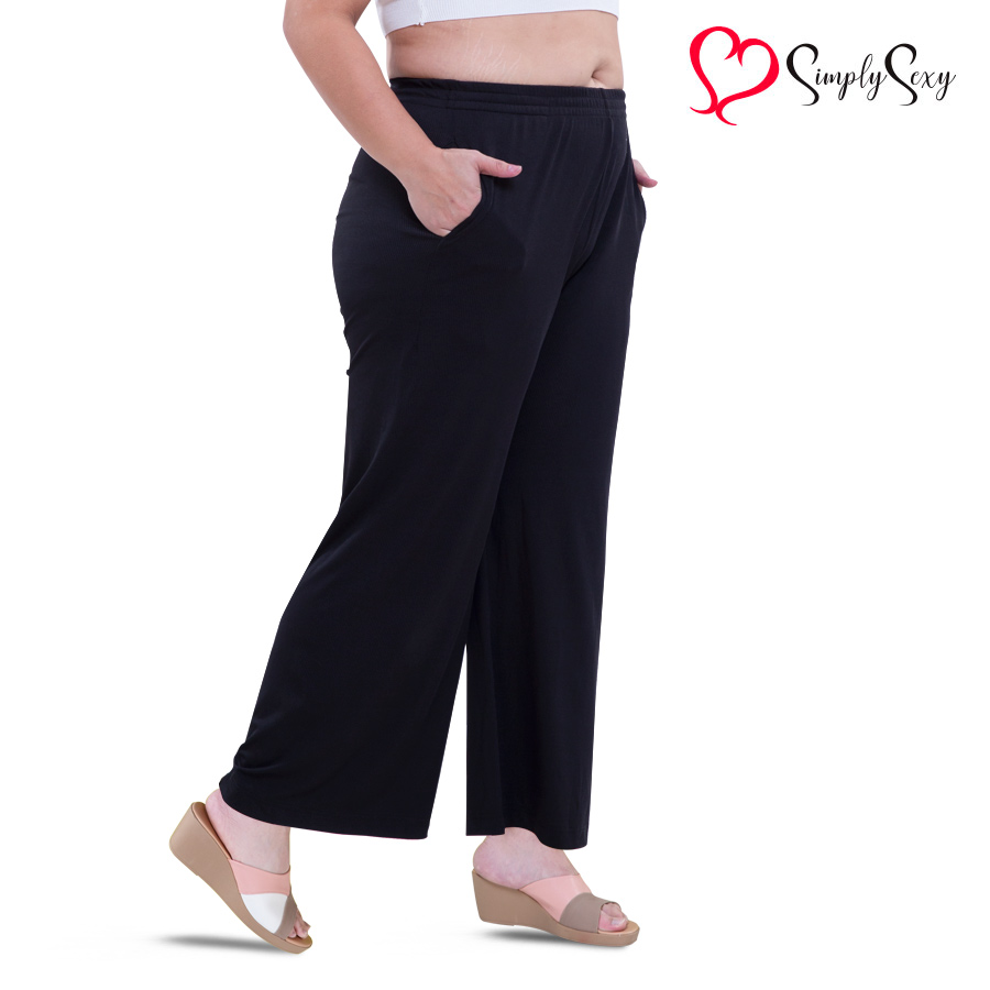 Easyplus Ladies' Plus Garterized
Wide Leg Plain Pants - Simply Sexy