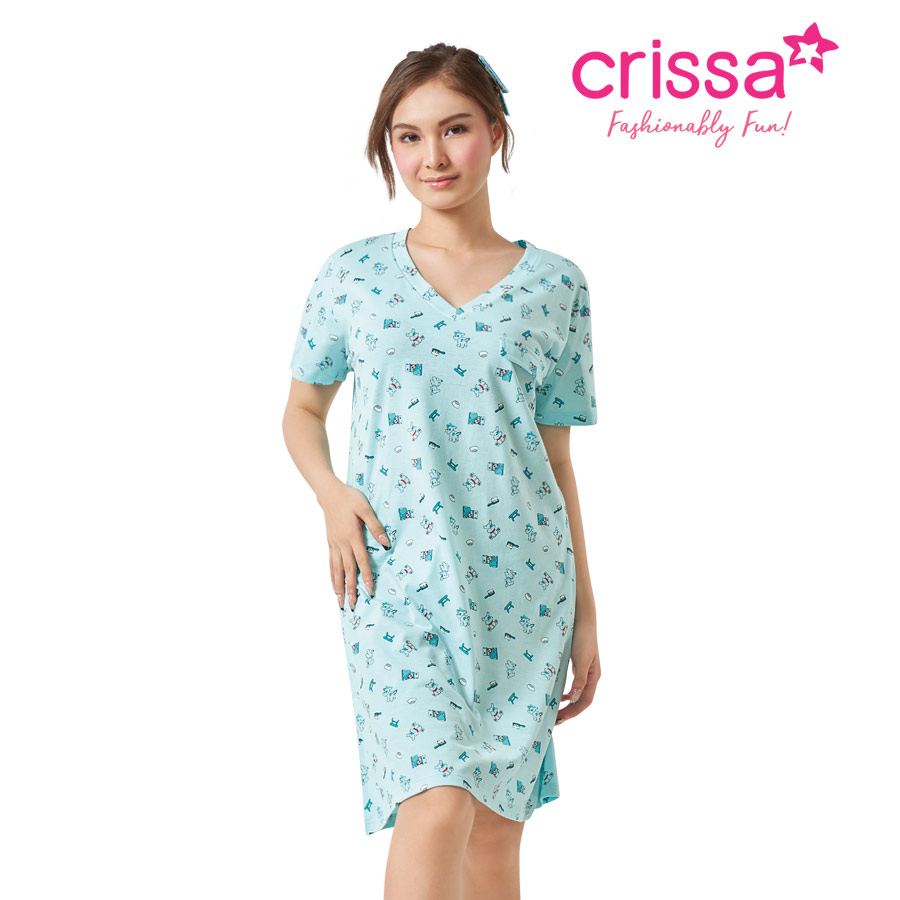 Mirasue Ladies' Blue V-neck Dress - Crissa