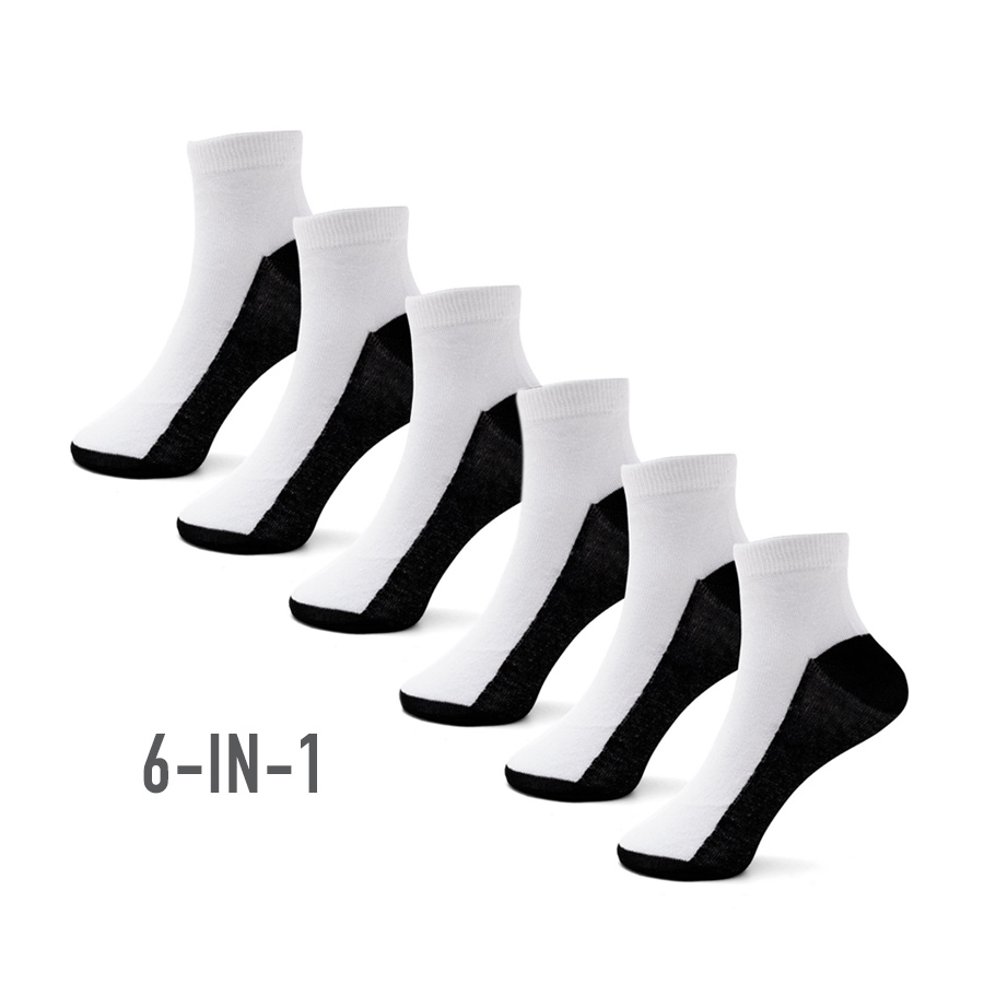 Dj349 Unisex White 6-in-1 Ankle Socks - Natasha