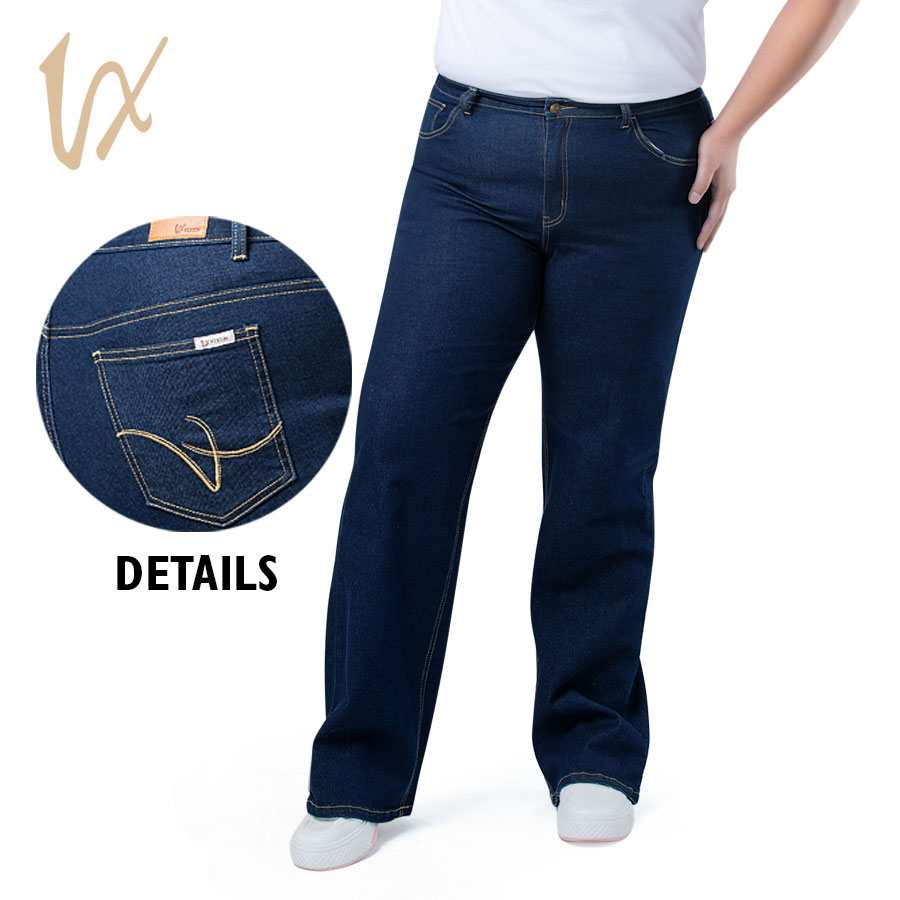Jianejune Ladies' Plus Blue Straight Pants - Vixen