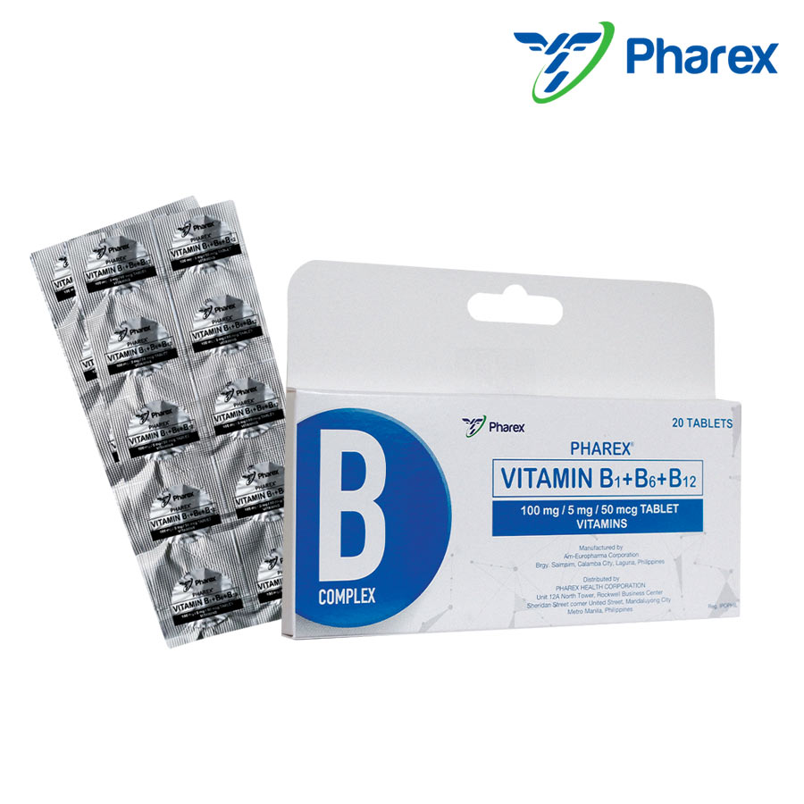 Vitamins B1 + B6 + B12 20 tabs - Pharex B-Complex