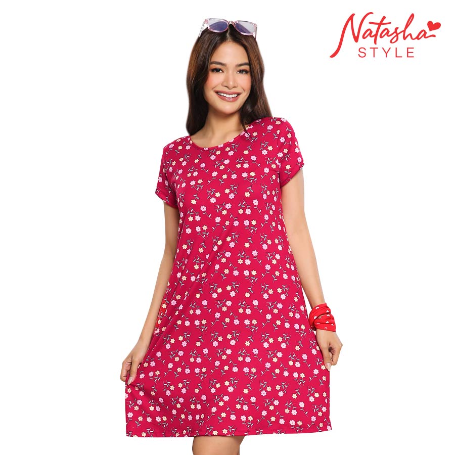 Bashira Ladies' Red Floral Dress - Natasha Style