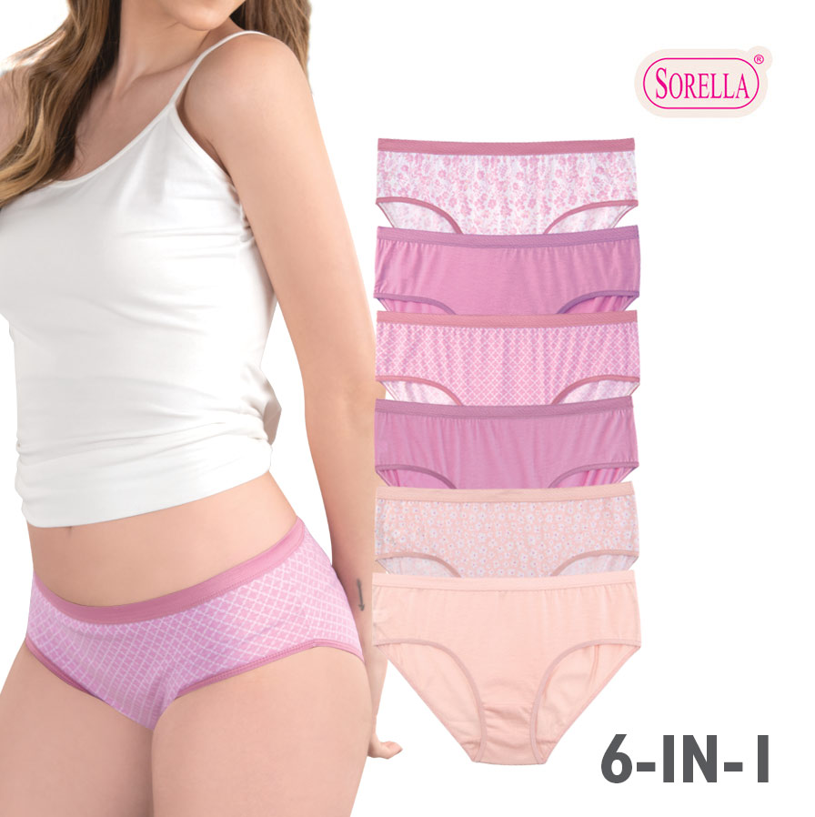 Lyra Women's Pink 6-in-1 Printed Bikini
Panty - Sorella