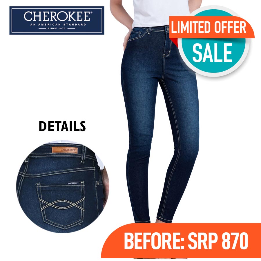 Aehyankim Ladies Blue High Waist Stretch Pants - Cherokee