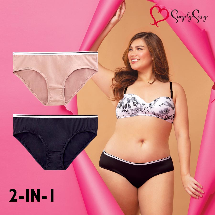 Arlet Ladies Plus Size 2in1 Plain Bikini Panty - Simply Sexy