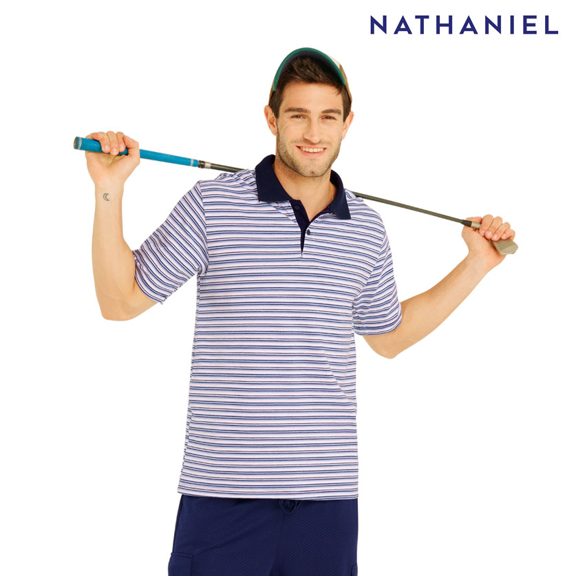 Bryanfrey Men's White Striped Polo Shirt - Nathaniel