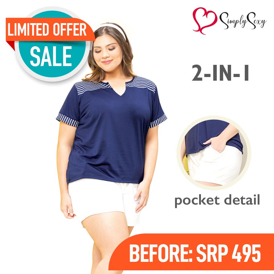 Emeda Plus Size Blouse And Shorts Terno - Simply Sexy