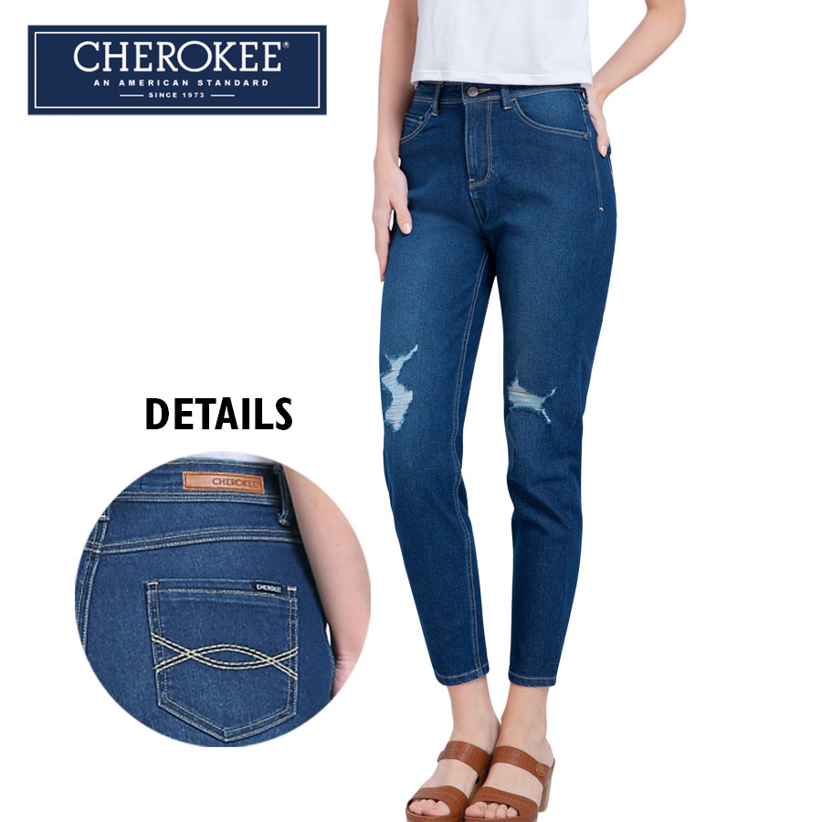 Gellyjulie Ladies' Blue High Waist Denim Pants - Cherokee