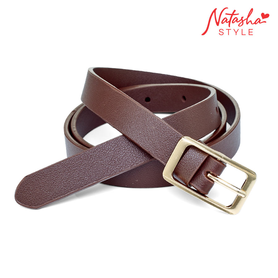 Laketta Ladies' Dark Brown Skinny Casual Belt - Natasha Style