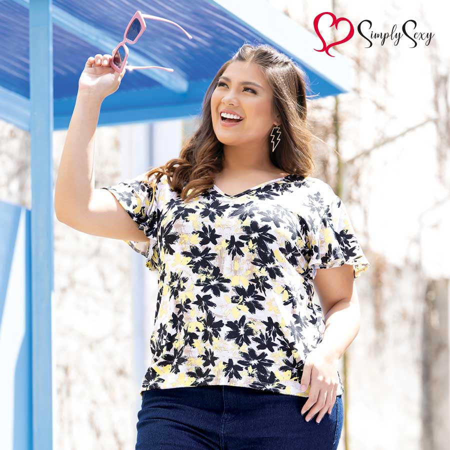 Endigna Ladies' Plus Multicolor V-neck - Simply Sexy