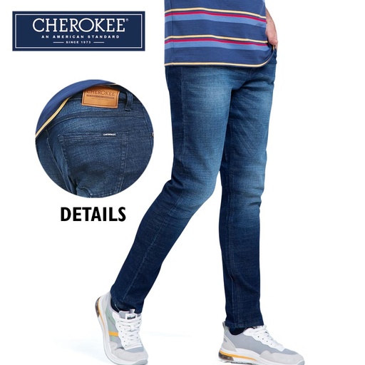 Jinyowon Men's Blue Slim Straight Cut Pants - Cherokee