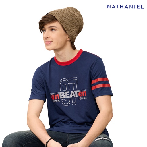 Dulwich Men's Navy Round Neck Printed Shirt - Nathaniel