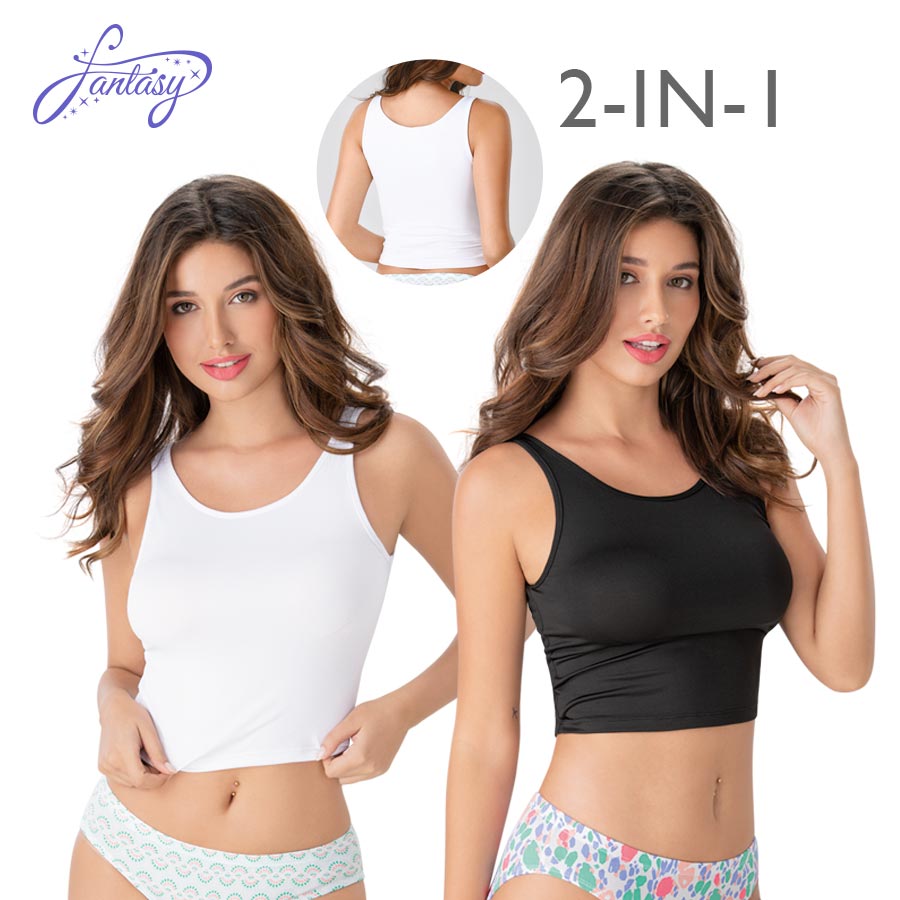 Xyliana Ladies 2 In 1 Crop Sando - Fantasy