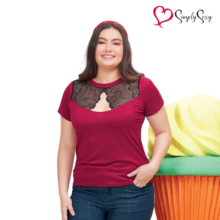 Bercelia Ladies' Plus Roundneck with Lace Combi - Simply Sexy