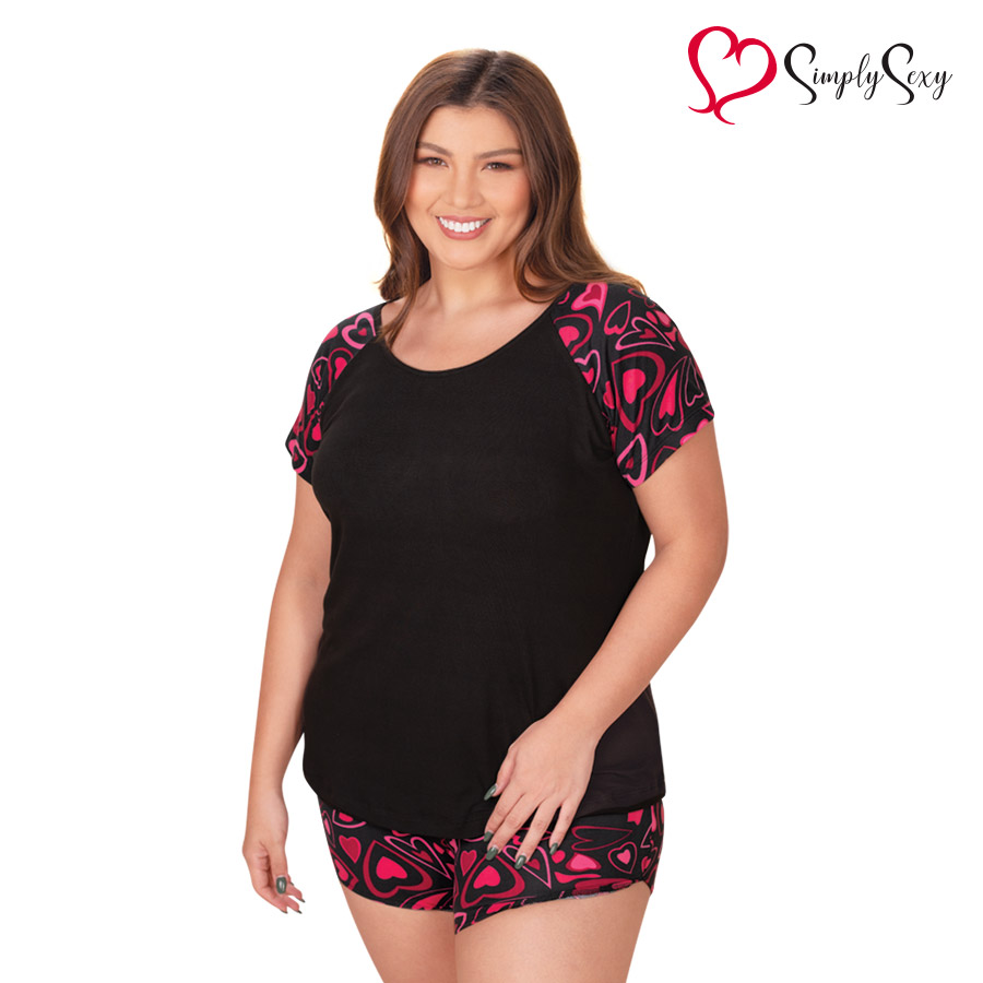 Lucila Ladies' Plus 2-in-1 Shorty Pj Set - Simply Sexy