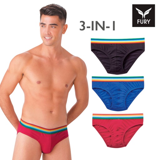 Patel Mens' 3 In 1 Bikini Brief - Fury