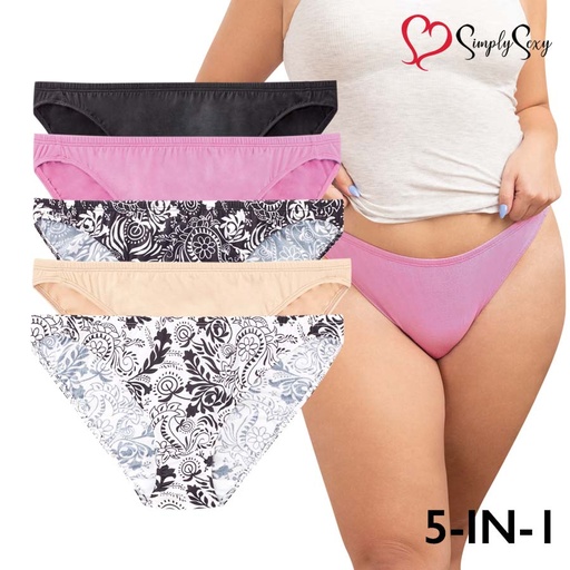 Chelley Plus Ladies' 5 In 1 Hi Leg Bikini Panty - Simply Sexy