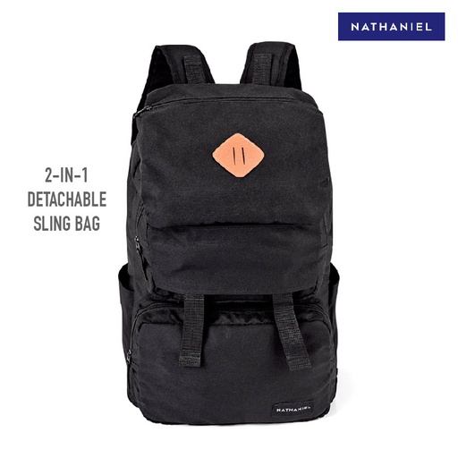 Calixier Men's Black 2in1 Plain Backpack - Nathaniel