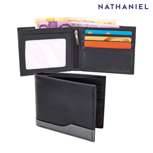 [Stora:Be-00735] Bedwyk Men's Black Bi-fold Wallet - Nathaniel