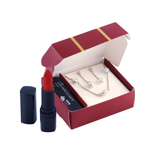 [Stora:Re-05451] Regina Jewelry and Lipstick Set - Avon
