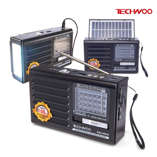 [Stora:So-05937] Solar Radio Rechargeable Radio With Solar Panel - Techwoo