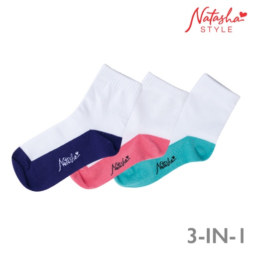 [Stora:Ca-01063] Cadhla Ladies' White 3-in-1 Ankle Socks - Natasha Style