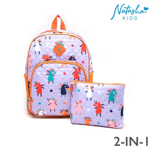 [Stora:Fe-02542] Fevienne Kid's Girls Lavender 2in1 Backpack School Bag - Natasha Kids