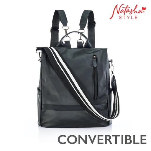 [Stora:Ca-01105] Callosie Ladies' Black Convertible Bag - Natasha Style