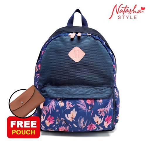 [Stora:Fl-02593] Flowering Backpack School Bag - Natasha Style