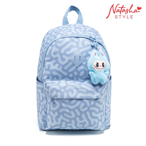 [Stora:Ki-03967] Kindly Ladies' Blue Printed School Bag Backpack
With Charm - Natasha Style