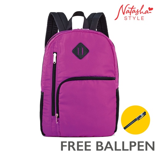 Cuenna Purple With Multi Zipper School Backpack - Natasha Style
