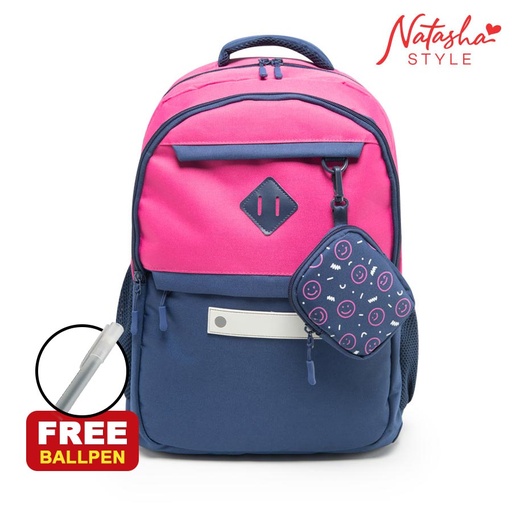 Decisive Ladies' Navy / Pink 2in1 Multi-pocket Backpack - Natasha Style