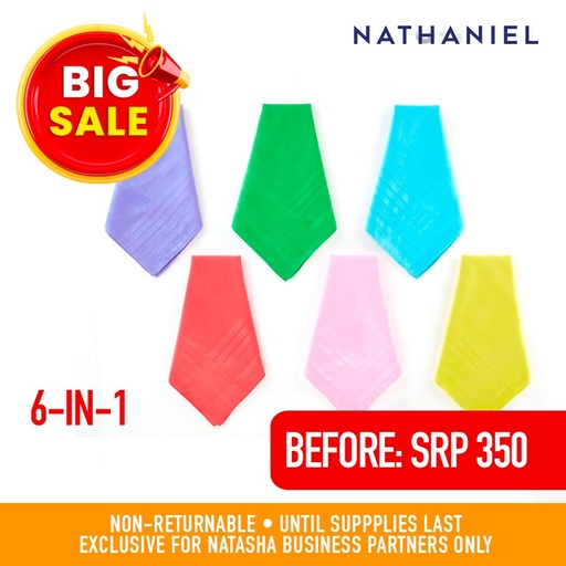 [Stora:Je-03627] Je190 Ladies' 6-in-1 Multicolor Assorted Plain
Colored Cotton Handkerchief - Nathaniel
