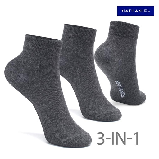 [Stora:Gi-02862] Giichi Men's Charcoal Gray 3-in-1 Casual Low Cut
School Socks - Nathaniel