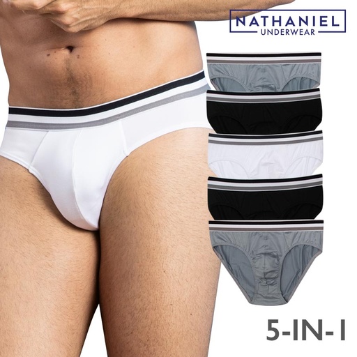 Irvinjohn Men's Multicolor 5-in-1 Plain Outside Garter
Bikini Brief - Nathaniel