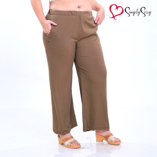 Easyplus Ladies' Plus Garterized
Wide Leg Plain Pants - Simply Sexy