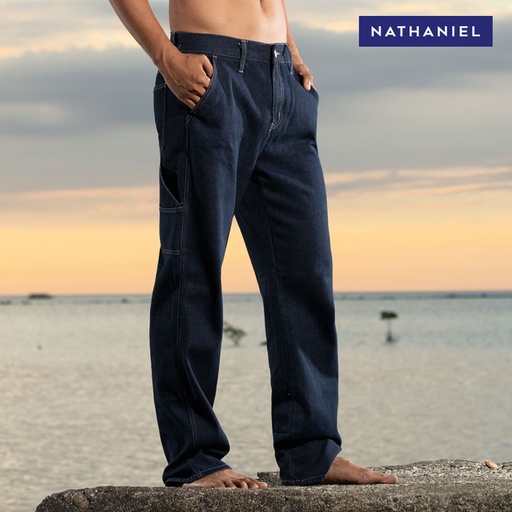 Jacinio Men's Blue Fashionable 5-pocket Pants - Nathaniel