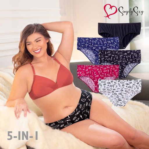 [Stora:Al-1X.2X.3X.00126] Cleonie Plus Ladies' 5 In 1 Bikini Panty - Simply Sexy