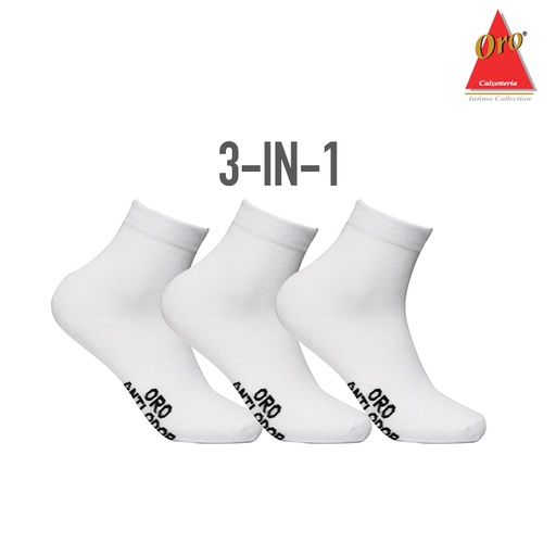 [Stora:Ep-Wh.00194] Ep034 3 Pairs Mid-cut School Socks - Oro